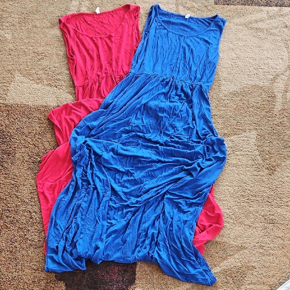 Vibrant Blue and Red Maxi Dresses